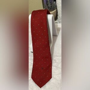 Christian Dior Designer Ruby Red w Accent Blue & Tan colors Tie Vintage, Rare!